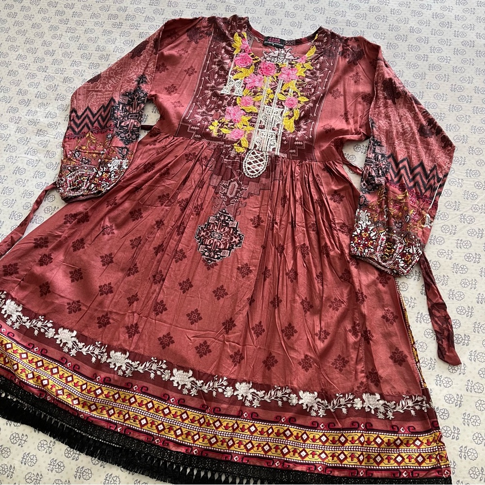 Floral Embroidered Kurti/Frock Dress